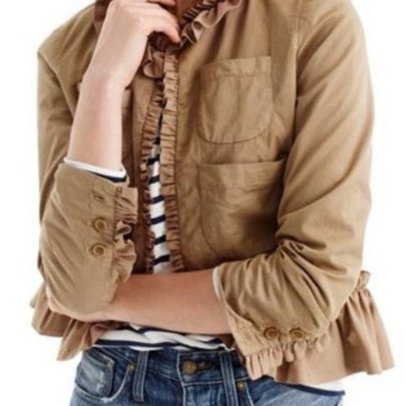 J. Crew Tan Ruffled Jacket - Picture 2 of 6